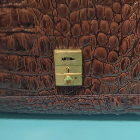 Vintage Brown Crocodile Embossed Handbag 60s - Picture 7 of 13